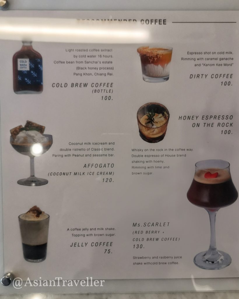 プーケットタウンでコーヒーが美味しいCampus coffee roasterのメニュー